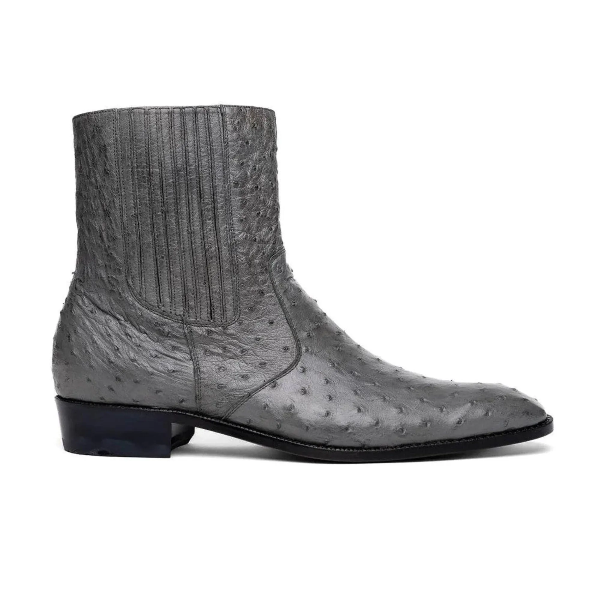 Handmade Custom Gray Leather Ankle Boots For Men