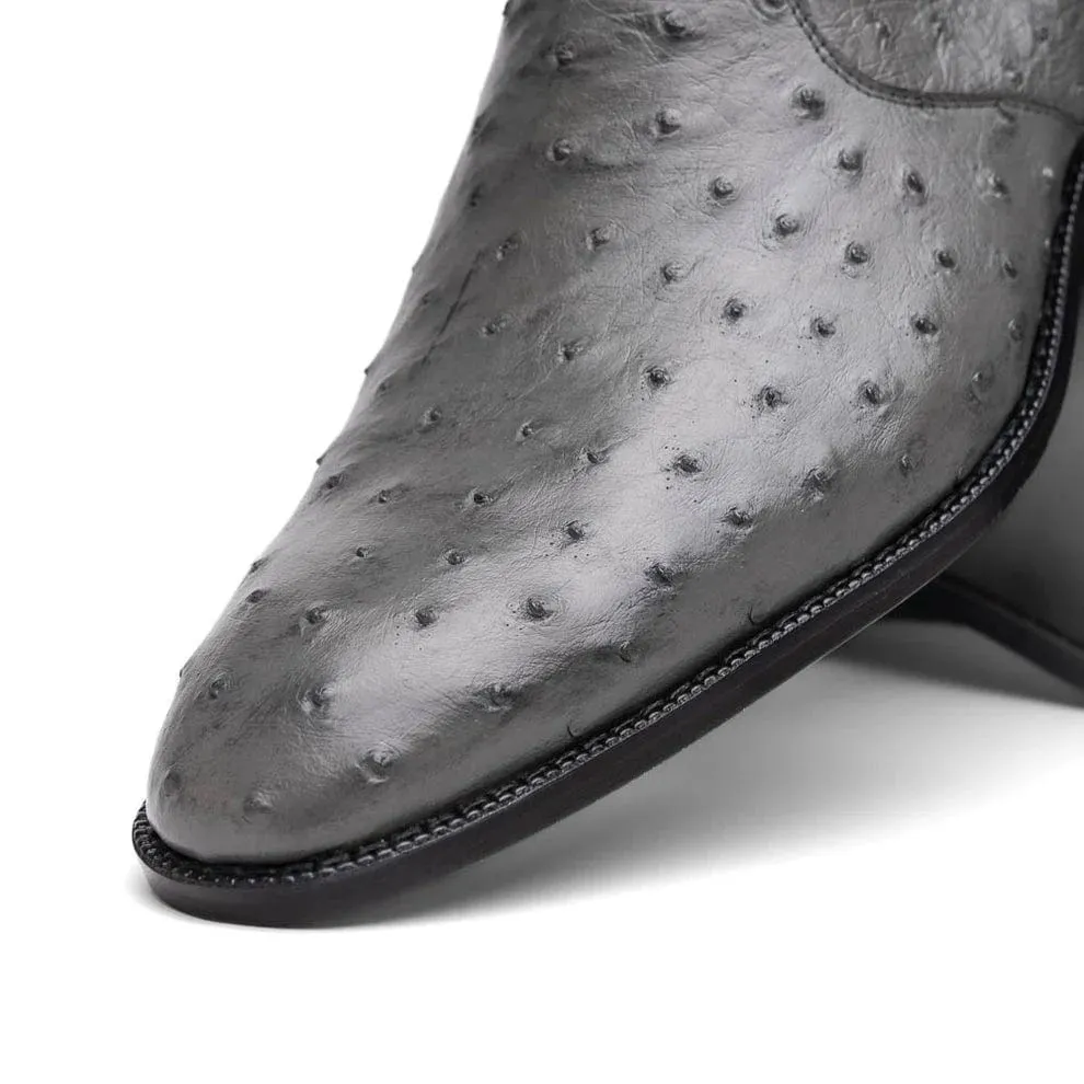Handmade Custom Gray Leather Ankle Boots For Men