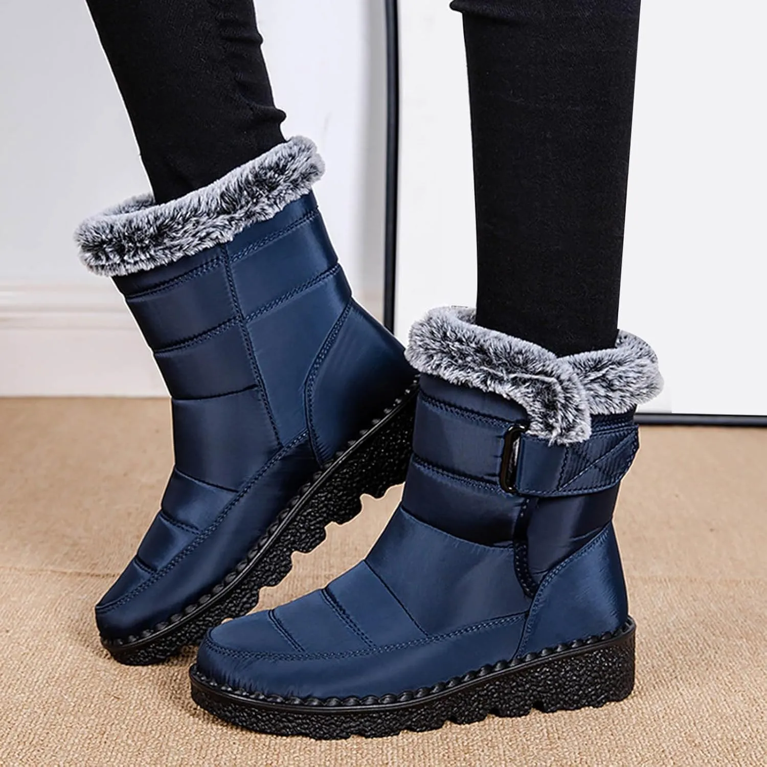 Rain Cloth Water Proof Insulated Boots for Men Plus Velvet Warm Mid Calf Boots Thick Bottom Non Snow Work Shoes for Men