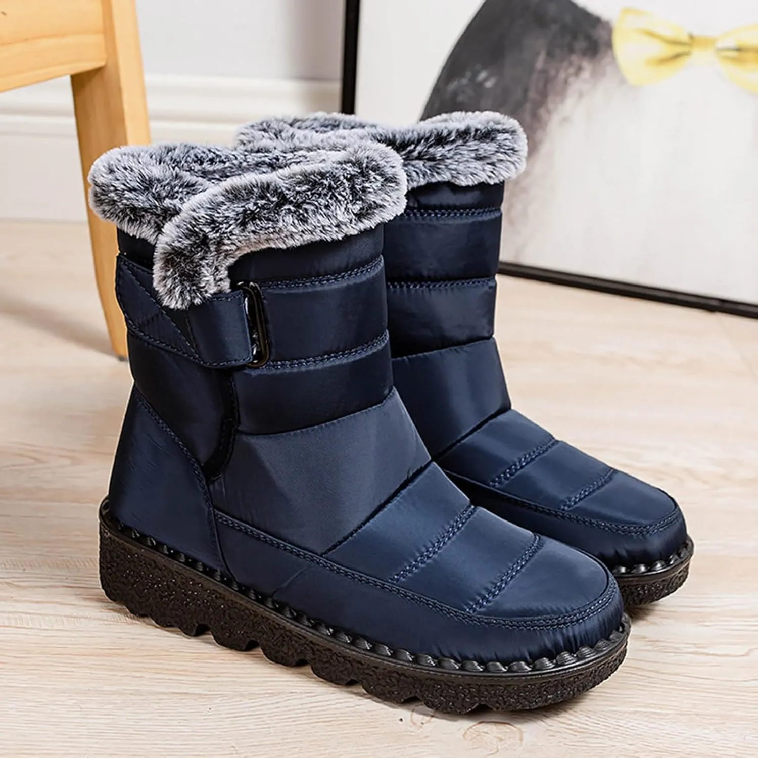 Rain Cloth Water Proof Insulated Boots for Men Plus Velvet Warm Mid Calf Boots Thick Bottom Non Snow Work Shoes for Men