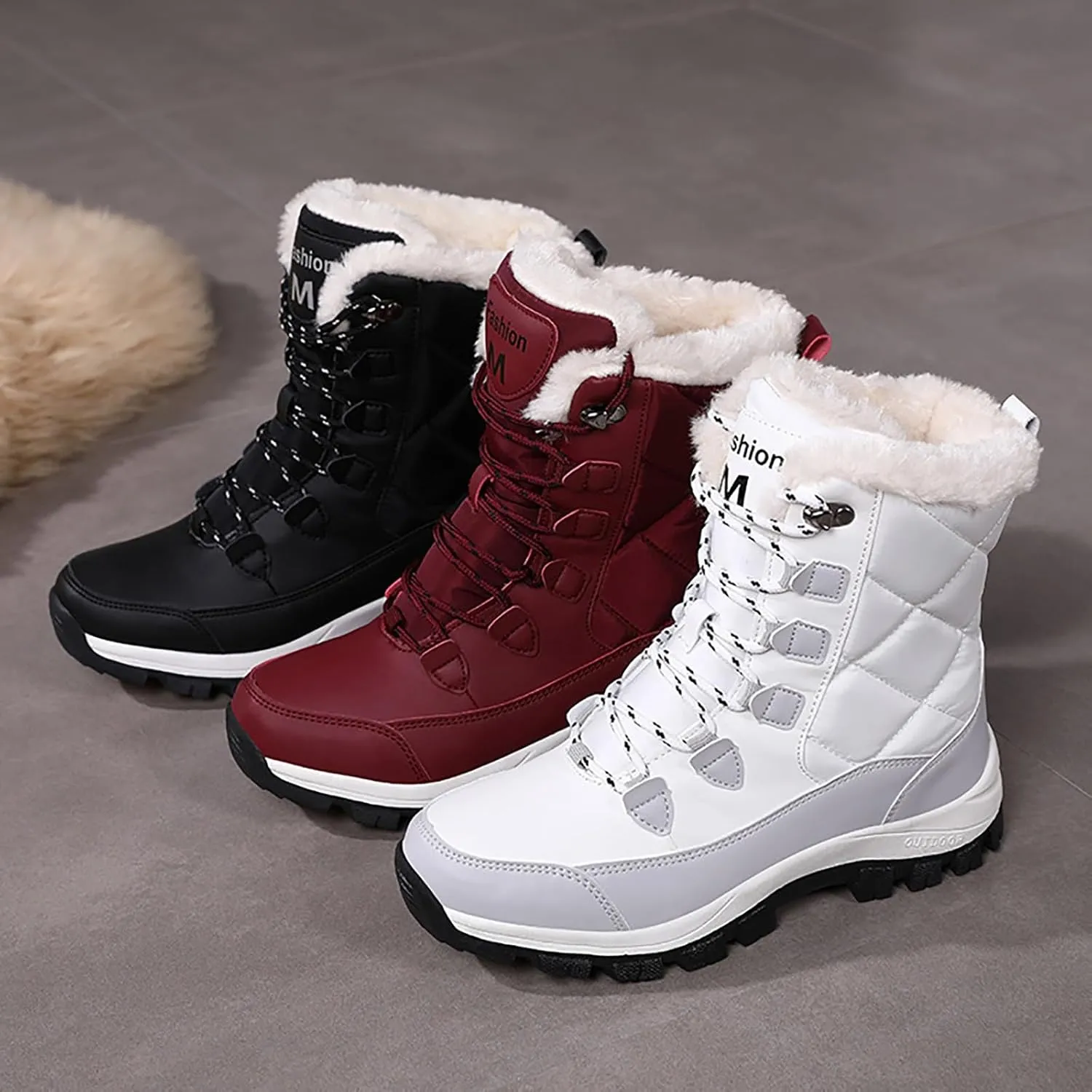 Snow Boots for Women Mid Calf Boots Large Size Snow Boots Outdoor Travel Thickened High Cotton Shoes Mid Calf Boots