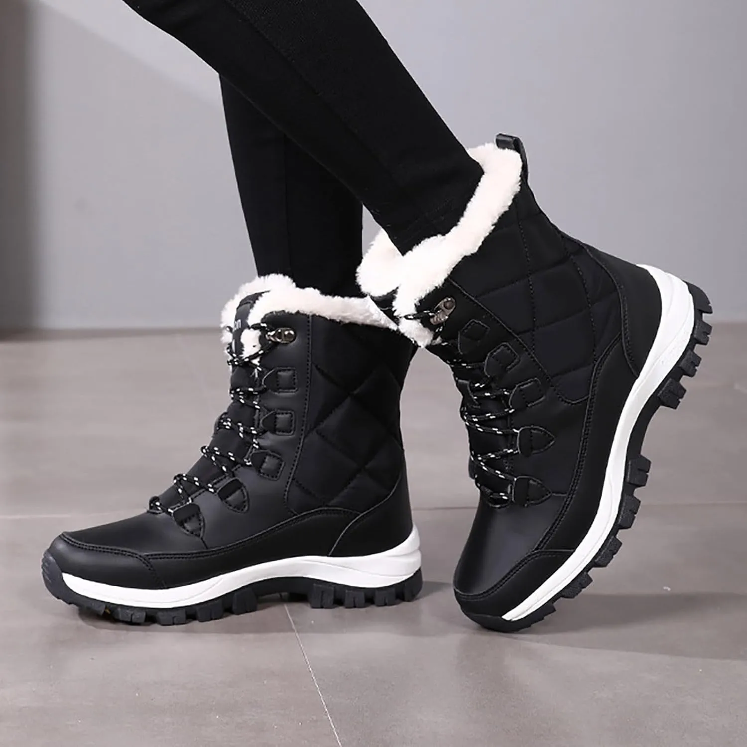 Snow Boots for Women Mid Calf Boots Large Size Snow Boots Outdoor Travel Thickened High Cotton Shoes Mid Calf Boots