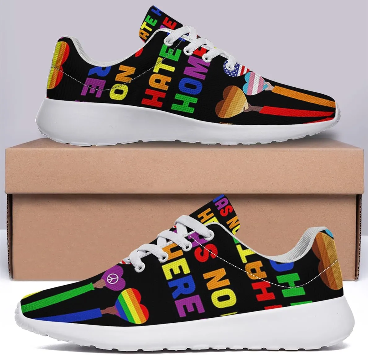 Sonzj-II Hate Has No Home Here LGBT Shoes Women Men Sports Trainers Low Top Anti-Slip Lace Up Trail Sneakers