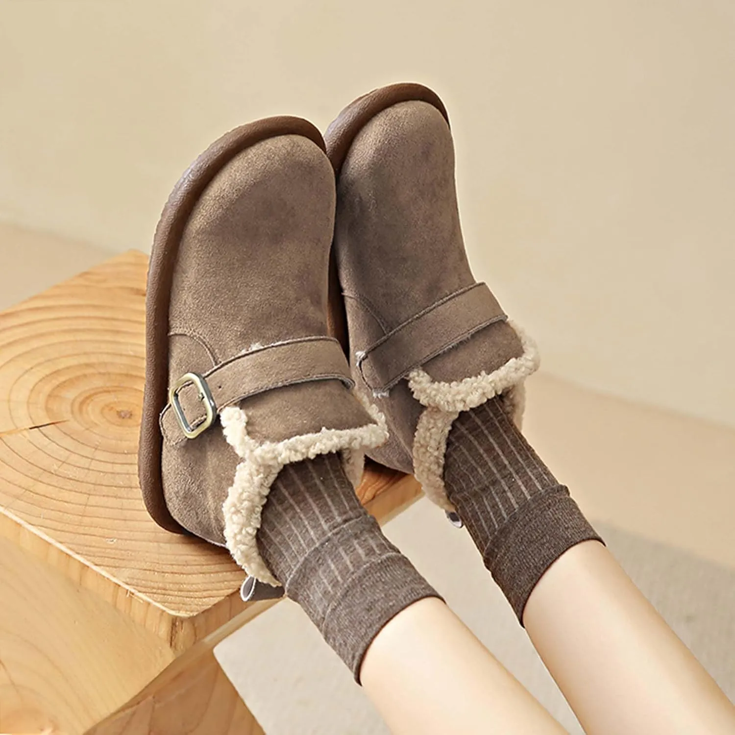 women's snow boots lamb plush short boots thick soles plush insulation Buchan cotton shoes winter short sleeves flat heels