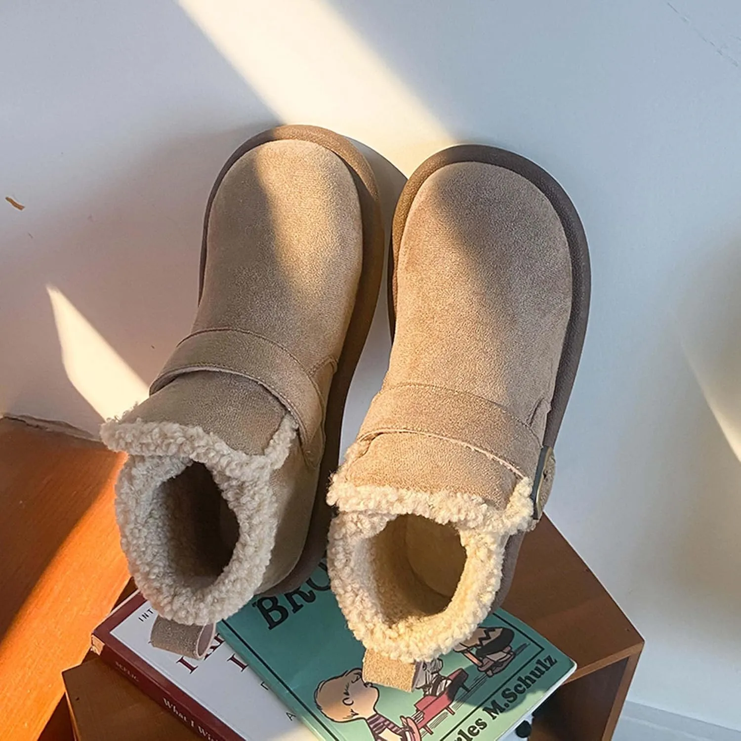 women's snow boots lamb plush short boots thick soles plush insulation Buchan cotton shoes winter short sleeves flat heels
